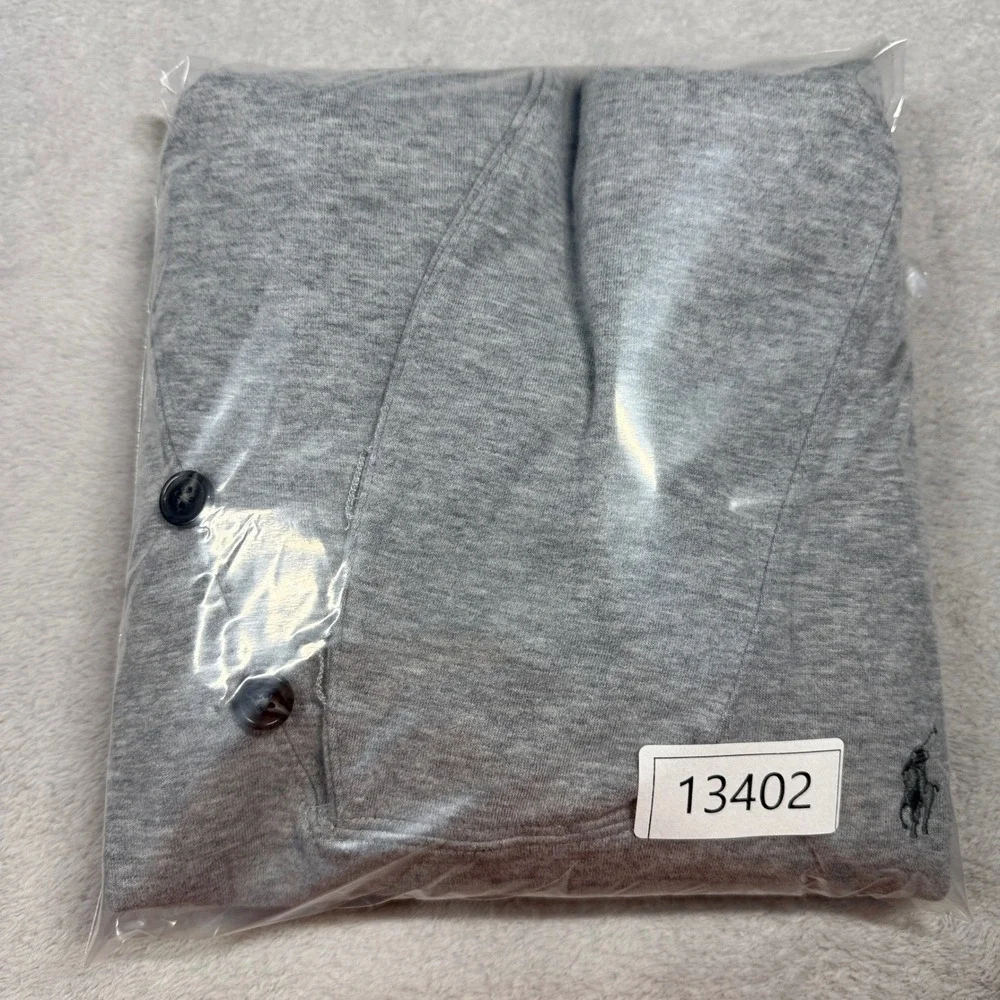 Polo Ralph Lauren Shawl Hooded Pullover‎ Mens XL Gray Button Neck Sweatshirt